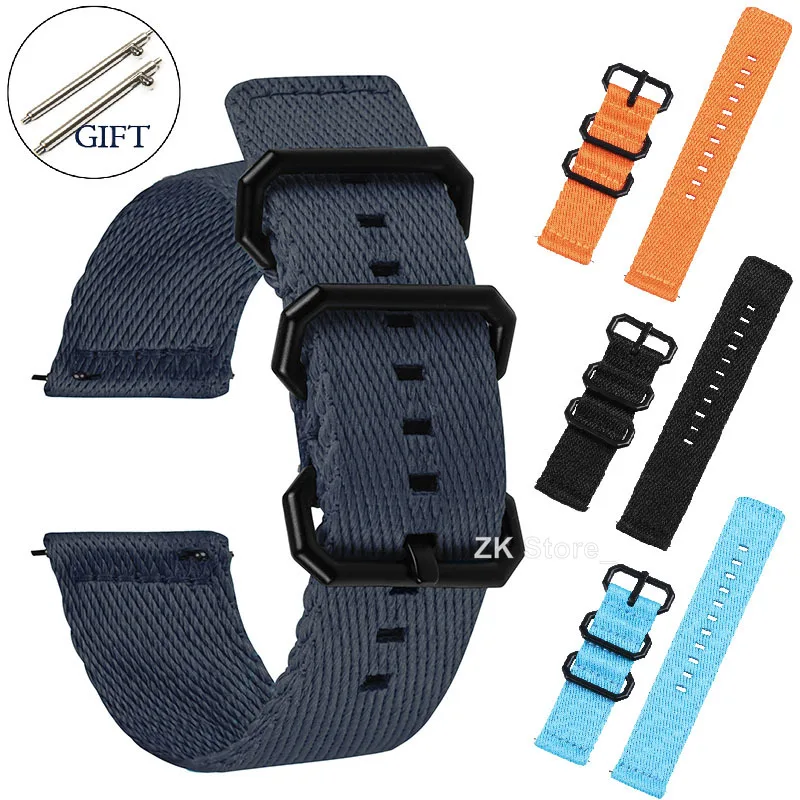 22mm Nylon Fabric Watch Bands Sport Straps for Samsung Galaxy Watch 3  Bands Amazfit GTR GTS Huawei GT2 Blue Black Gray Orange