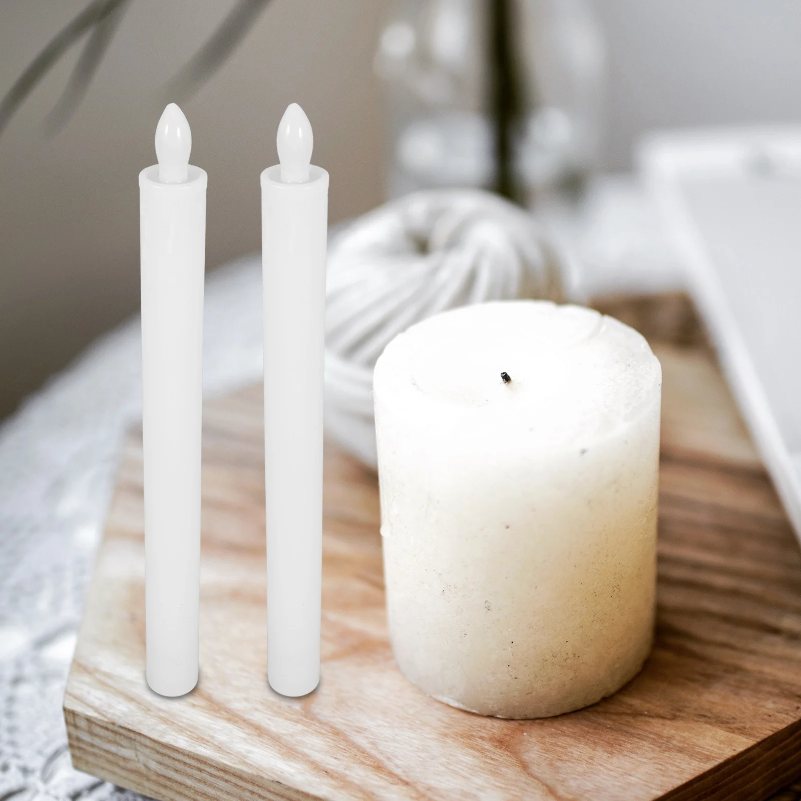 

6pcs Led Electronic Candles Flameless Smokeless Flickering Warm White Light For Home Wedding Christmas Decor No Included