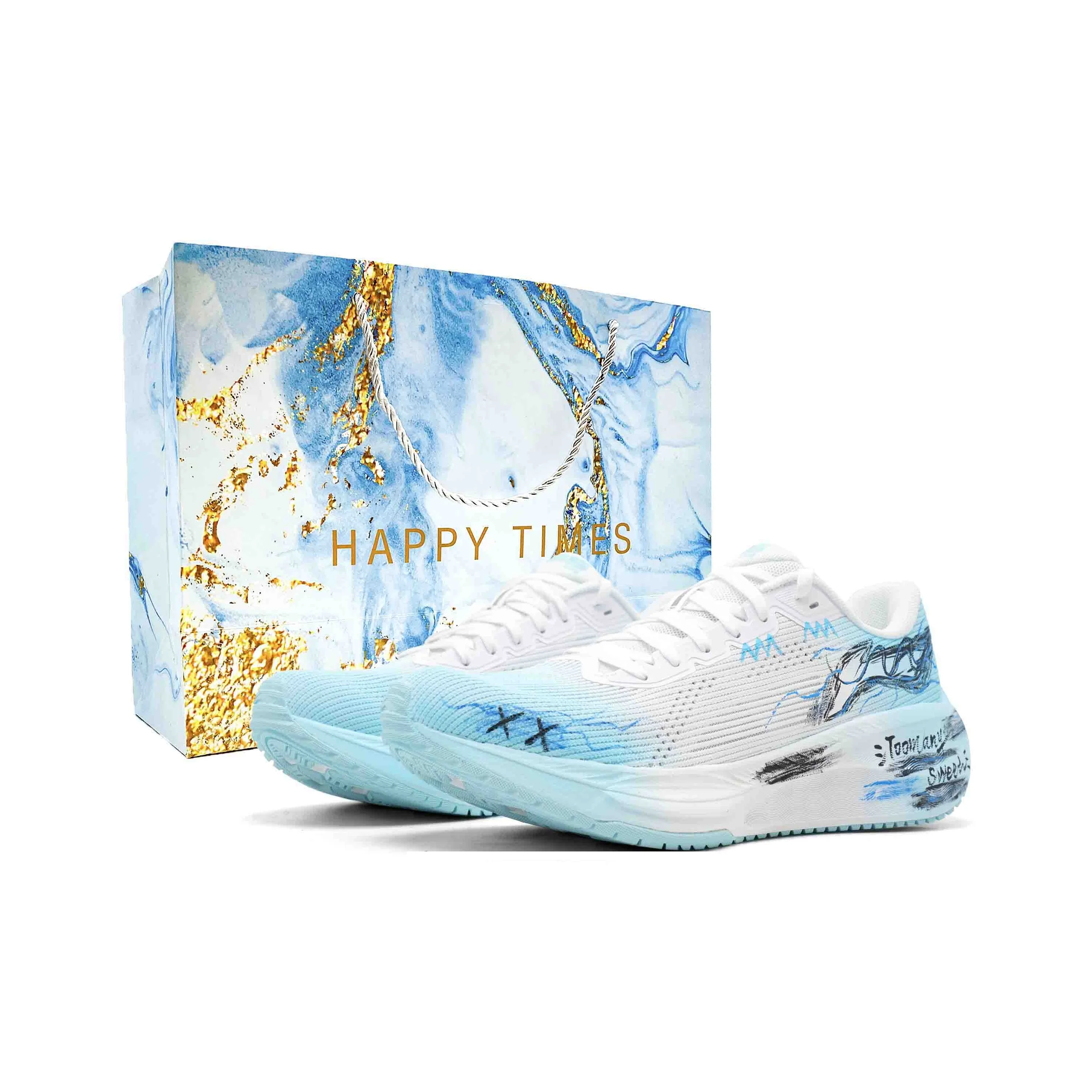 Li Ning Version 2.0 Low top Running Shoes Men's White Blue ARSU009-7(Team1053-BOX)