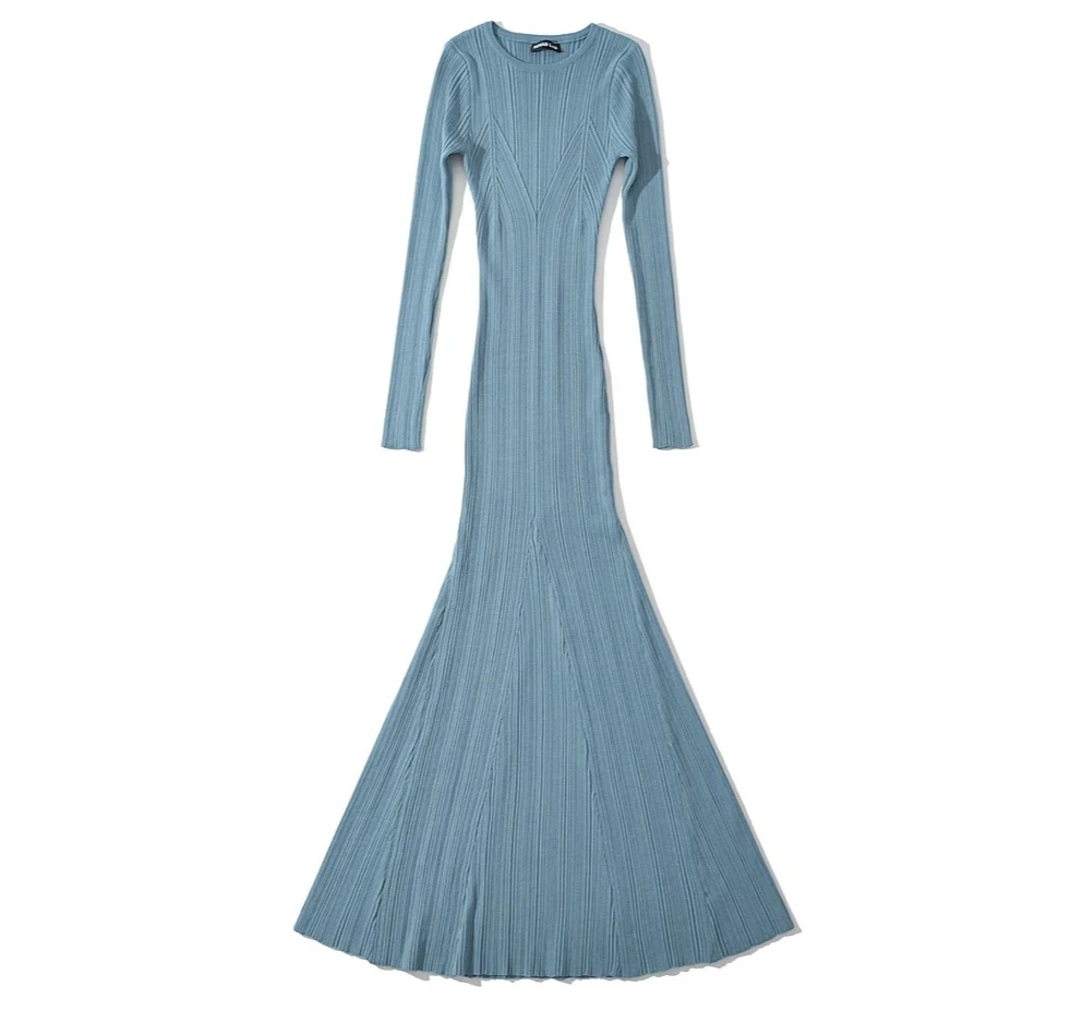 Sukienki zimowe damskie długa sukienka dzianinowa stójka obcisła czarna vintage ubrania długi rękaw dla kobiet brązowa