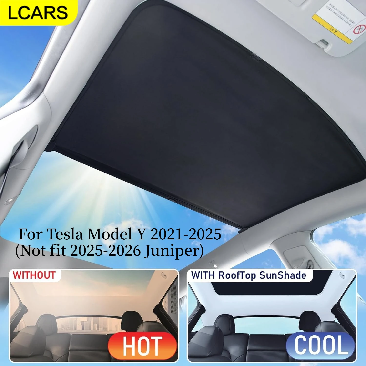 Lcars Sunshade Curtain for Tesla Model Y 2021-2025, Upgraded Version [Sunshade, Heat Insulation] Tesla Model Y Accessory Non-Sagging Sunshade Cover (Not Suitable for 2025-2026Y Juniper)