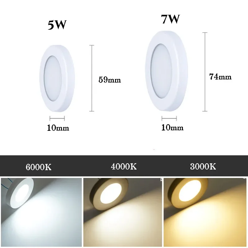 Imagem -05 - Holofotes Led Ultrafinos Montados na Superfície Luz de Teto Minimalista Mini Downlight para Roupeiro Armário de Vinho 1cm Espesso 5w 7w