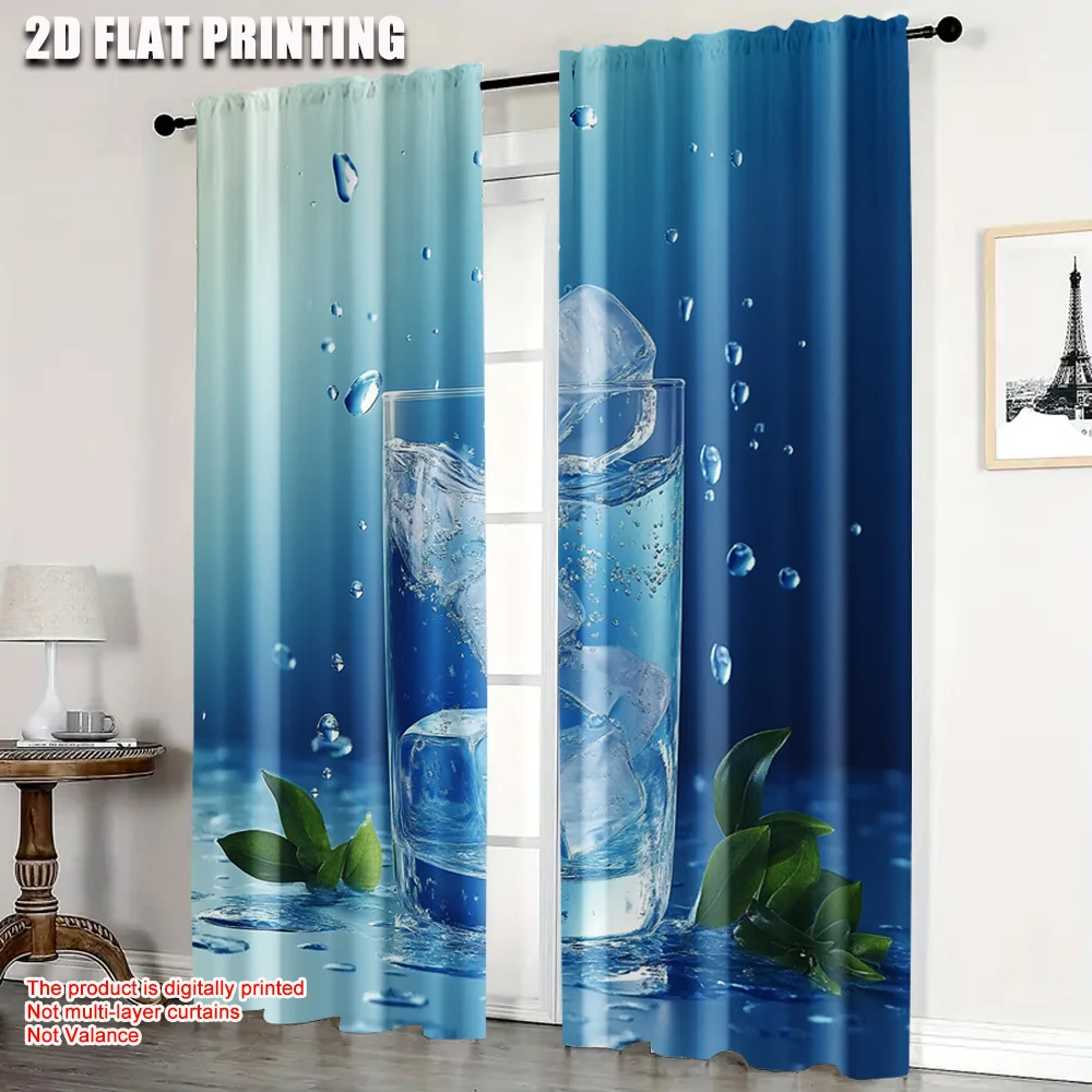 

2pc, Curtains Ice Water Protecting Privacy Holiday Decorations for Classroom, Office