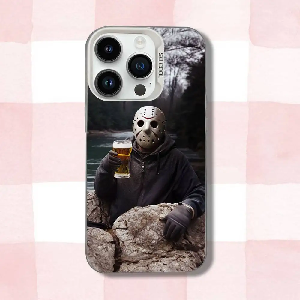 ジェイソンズ・V・フーリーズ・ホラーズ iPhone 16,15,14,13,12,11,Pro,XS,Max,Plus,Mini,SE用スマホケース ホワイトキャンディマット 耐衝撃カバー