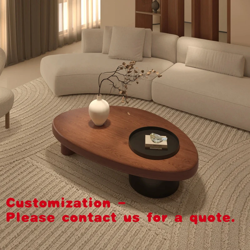 

custom.Italian Solid Wood Coffee Table 2025 New Storage Design Small Living Room Furniture