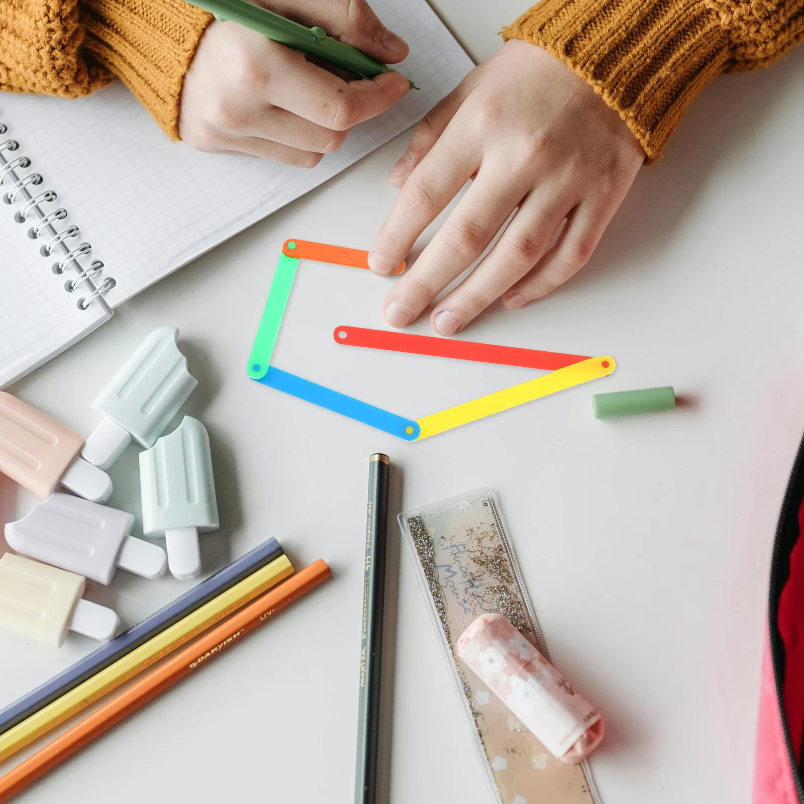 10Pcs Geometry Classroom Tools Angle Recognition Learning Set for Math Manipulatives Montessori Teaching Materials