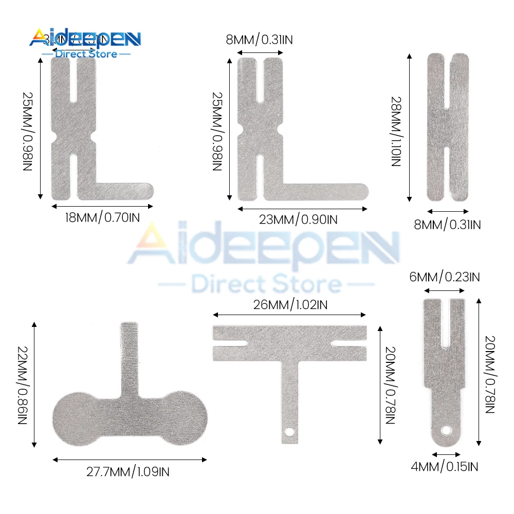 100pcs 18650 Lithium Battery Nickel Sheet Polygonal Battery Nickel Sheet For Spot Welding Machine Batteries Connection Sheets