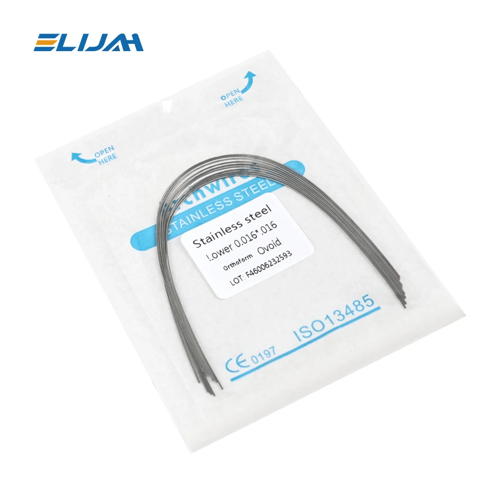 ELIJAH  Dental Stainless Steel Archwires For Dental Orthodontics Archwires Round/Rectangular 10PCS Teeth Braces Brackets