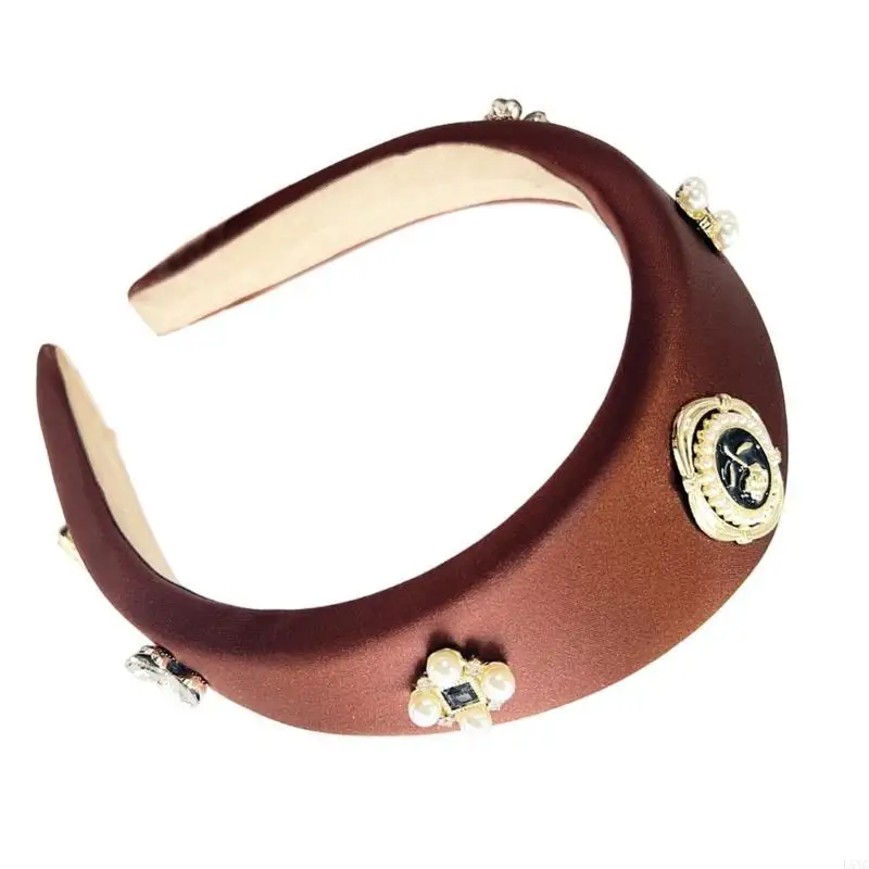 

L5YC Элегантные розовые жемчужины для повязки на голову для женщин аксессуары для волос Стильные швары для свадеб и вечеринок