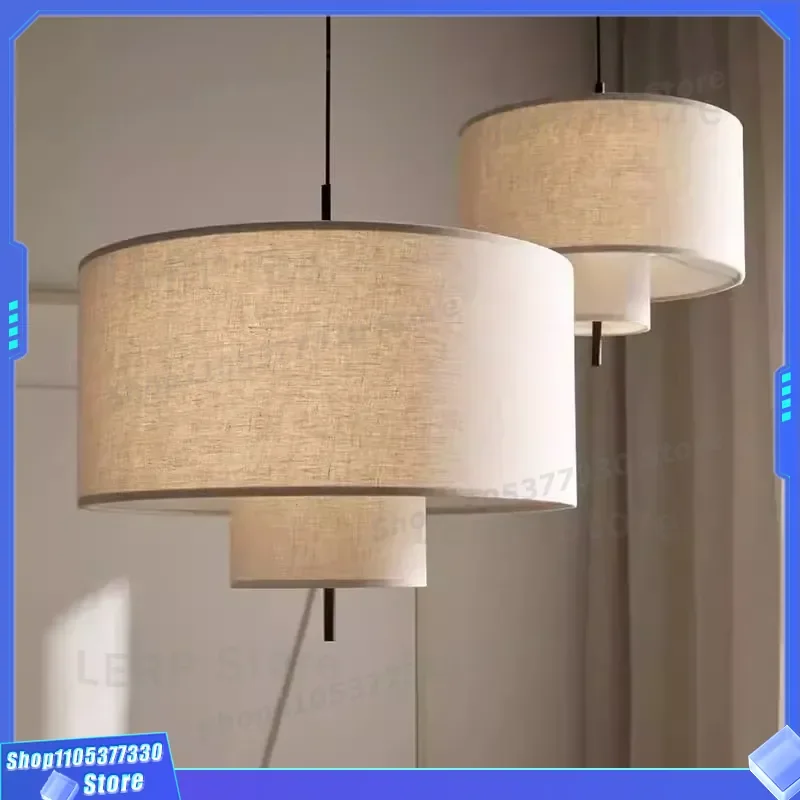 Nordic Wabi Sandy Wind Fabric Pendant Light Japanese Style New Chinese Design for Living Room Restaurant Hotel Bar Decorative