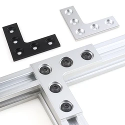 2 Pcs L Type 5 Holes 90 Degree Joining Corner Connector Plate Angle Bracket Joint Strip for 2020 Aluminum Profile