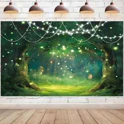 Enchanted Garden Backdrop Forest Wonderland Woodland Green Firefly Wedding Baby Shower Party Decoration Photography Background