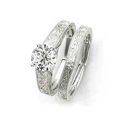 Ring For Women 1.2 Carat Round Moissanite 925 Sterling Silver Wedding Ring Sets Engagement Jewelry