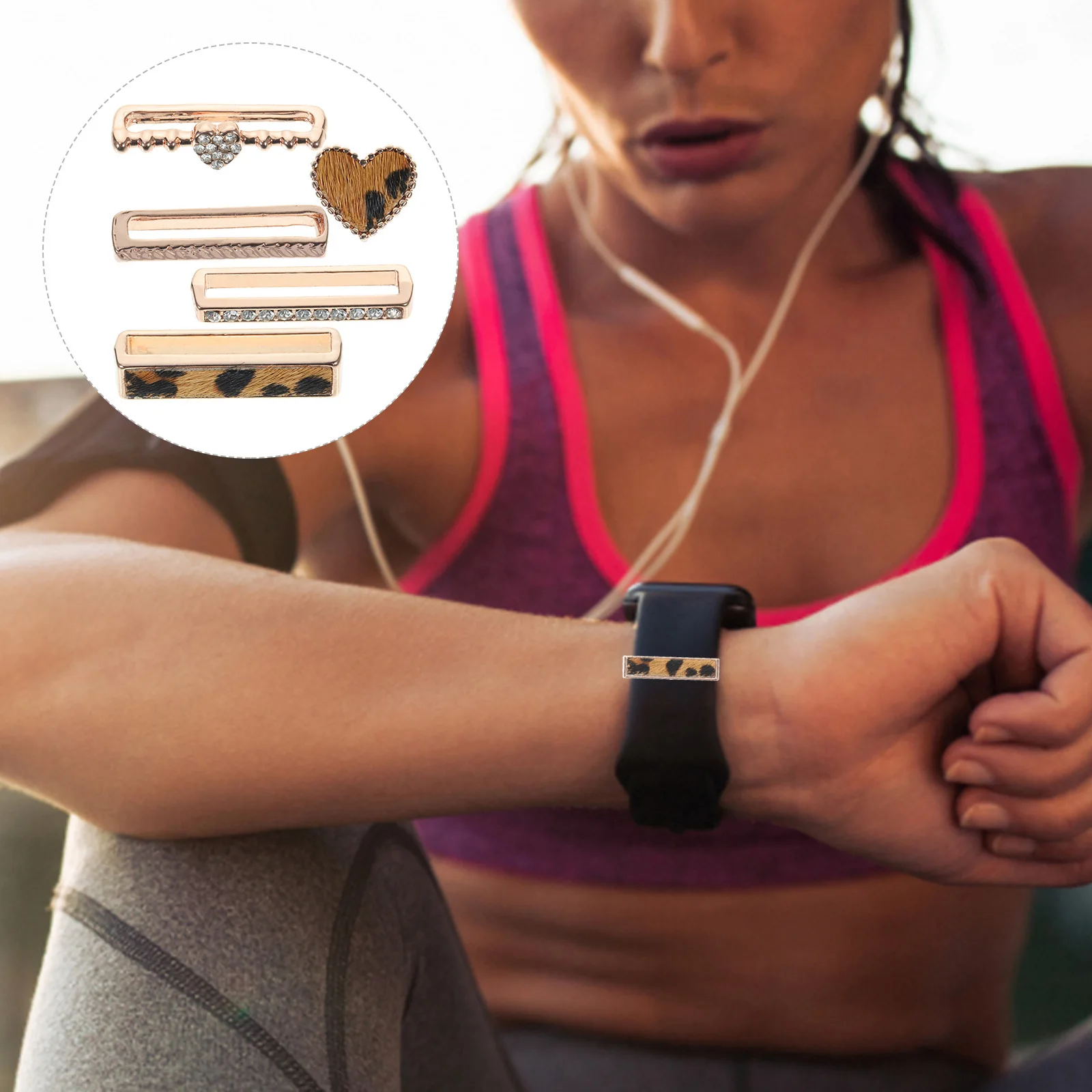 

1 Set Watch Band Charms Decorative Metal Rings Bling Watch Strap Ornament Jewelry Accessories Replacement Loop