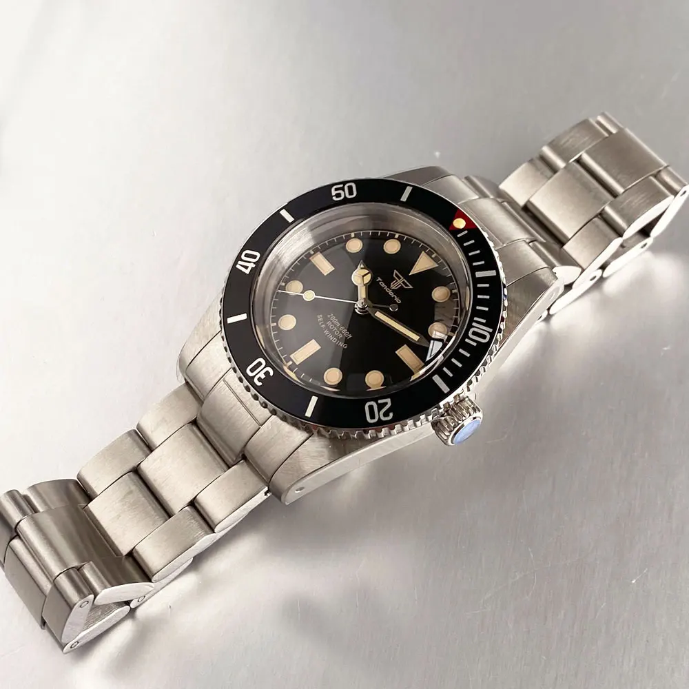 NH35 Tandorio Vintage Luminous 38mm Sapphire 20ATM Waterproof Automatic Movt Dive Watch Men 120 Click Steel Bracelet view 4