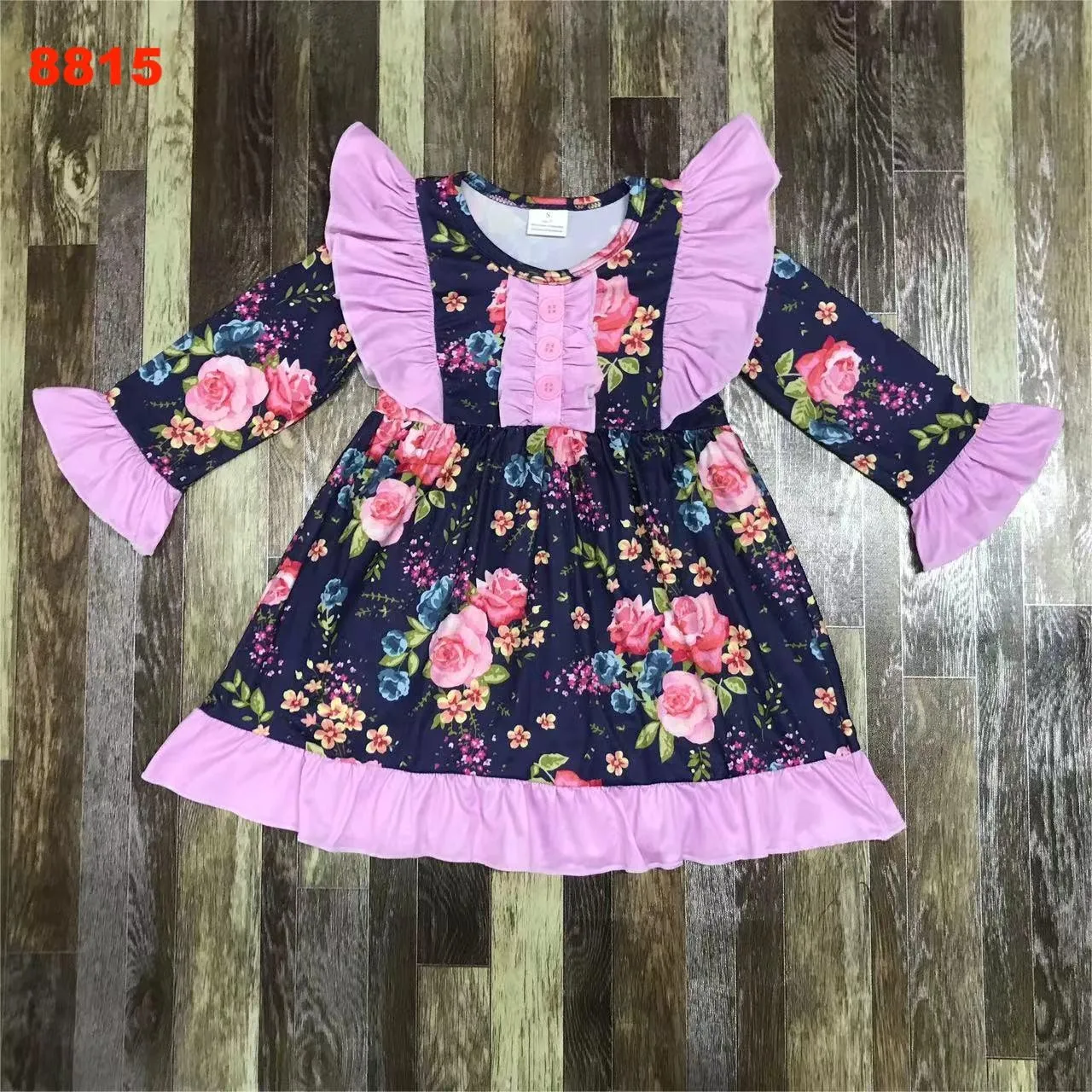 

Boutique 0-10 years Long dress for Girl long sleeve cotton vacation casual school wear Sweet and cute kids clothing set party