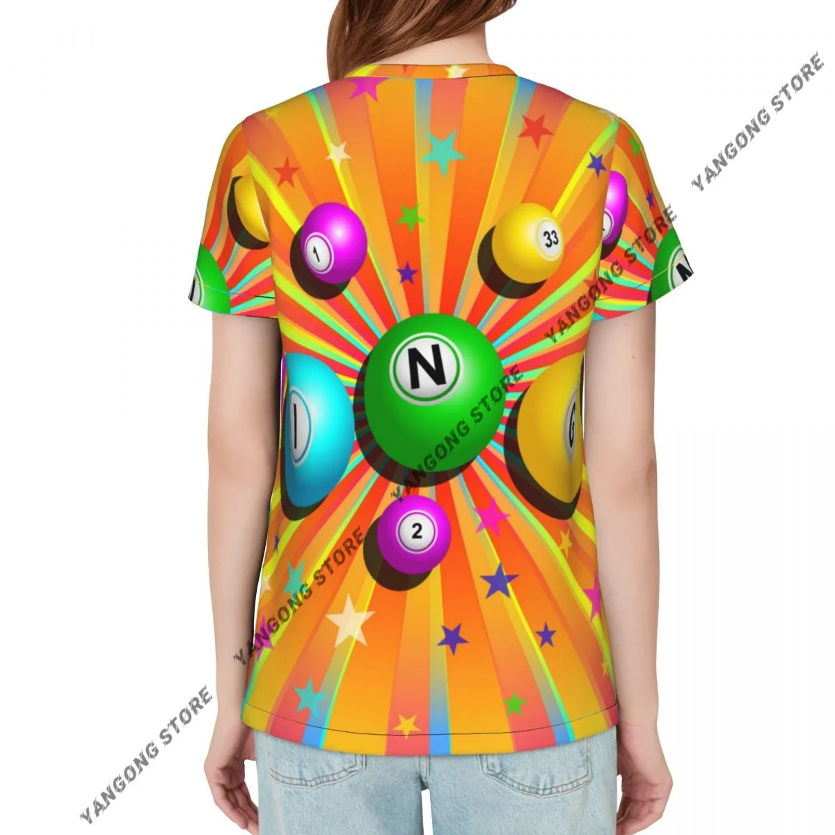 Women's T-shirt ladies casual Bingo Balls Colorful female T-shirt short-sleeved T-shirt summer thin tops