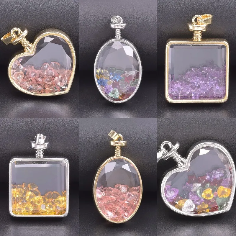 1Pc Mix Styles Geometric Heart Oval Glass Memory Living Relicario Cabochon Medaillon Locket Pendant For Jewelry Making Wholesale