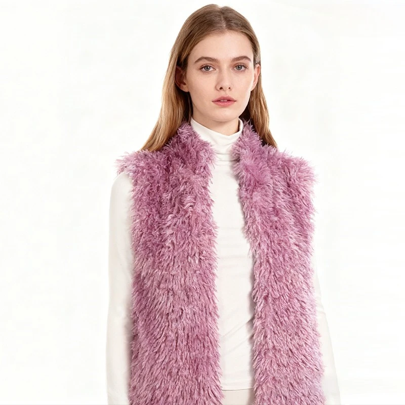 

Новое модное пальто из искусственного меха без рукавов для женщин, однотонная теплая зимняя куртка, женская верхняя одежда, abrigos de mujer