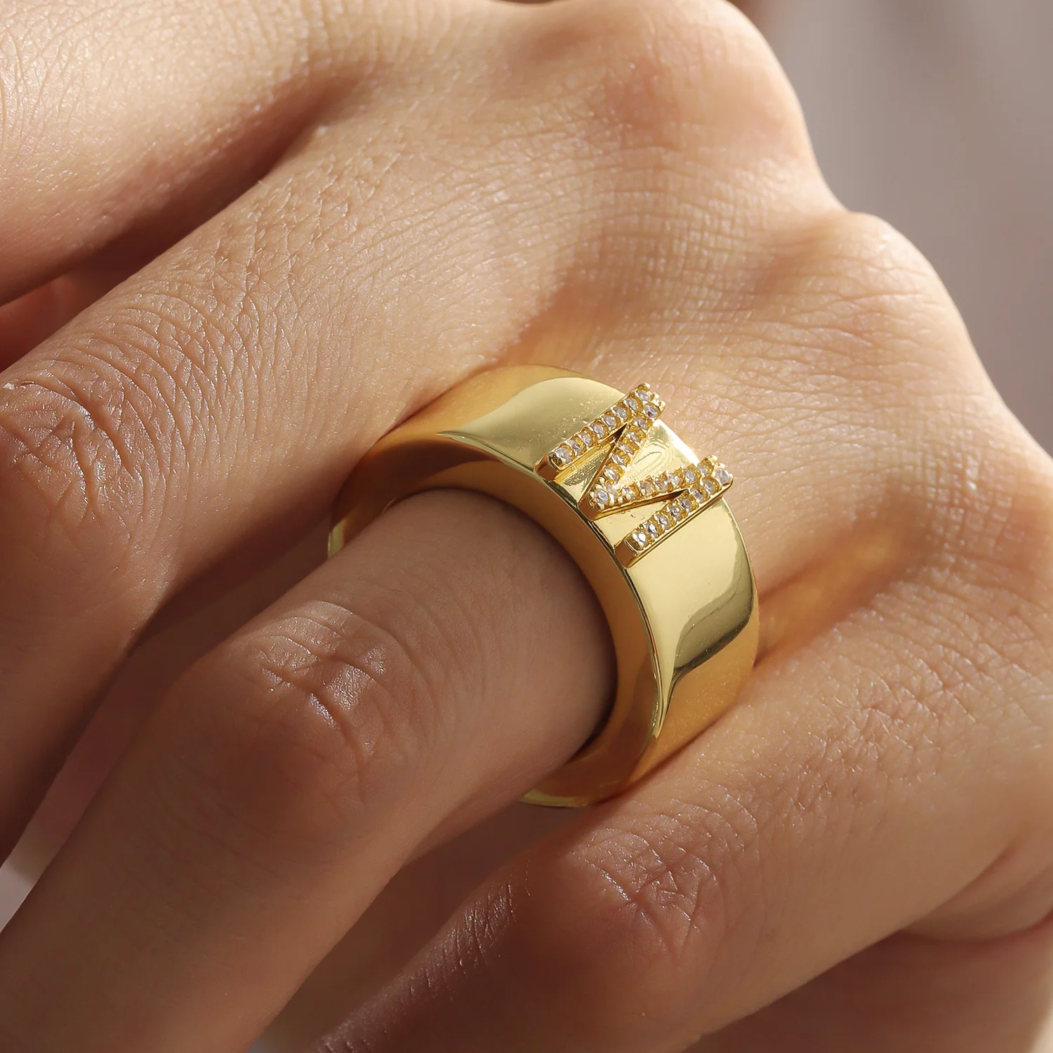 Custom Initial Smart Ring Cover Compatible with Oura Gen 4 Gen 5 CZ Wide Ring Guard Personalized Jewelry Gift for Women and Men