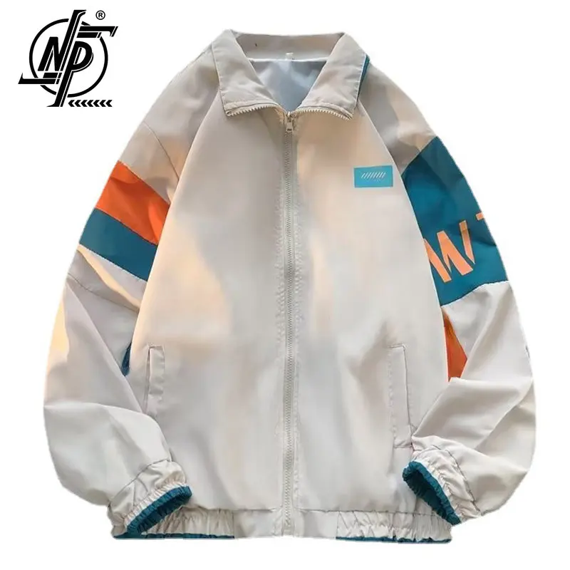 

Куртка в стиле пэчворк для мужчин и женщин, куртка-бомбер с воротником-стойкой, с цветным блочным принтом и надписью, Повседневная весенняя куртка в стиле Харадзюку