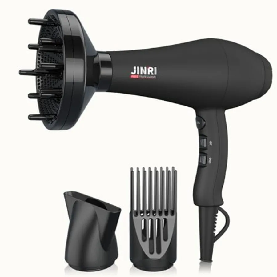 

Hair dryer for home use, ABS plastic, black, 3 heat 2 speed settings, 1875W, ionic infrared technology, detachable air intake,