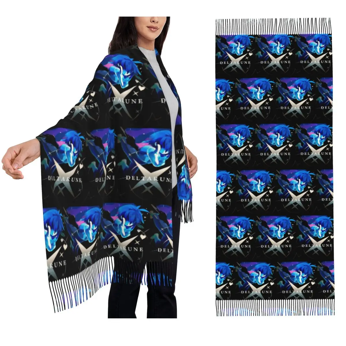 

Deltarune Scarf Tassel Scarves Women Soft Warm Shawls and Wraps Long Fall Winter Shawl Wrap