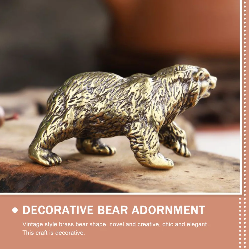 

Vintage Brass Bear Ornament Desktop Decorative Delicate Brass Bear Statue Tea Pet Sculpture Tea Pet Decor Figurine