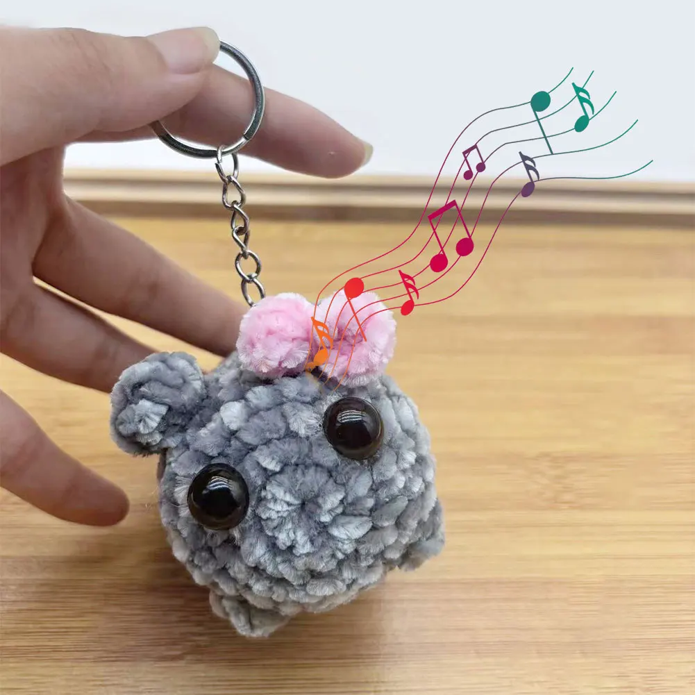 Sad Hamster Meme Sound Music Plush Toy Sad Hamster Plush Toy with Bow Pendant Keychain Kawaii Crocheted Dolls Gift for Women Men