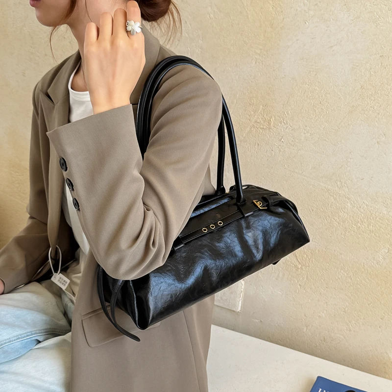 กระเป๋าบอสตันหนังเทียมลายยับสไ - Women Hand Bags For Office บทวิจารณ์และราคา