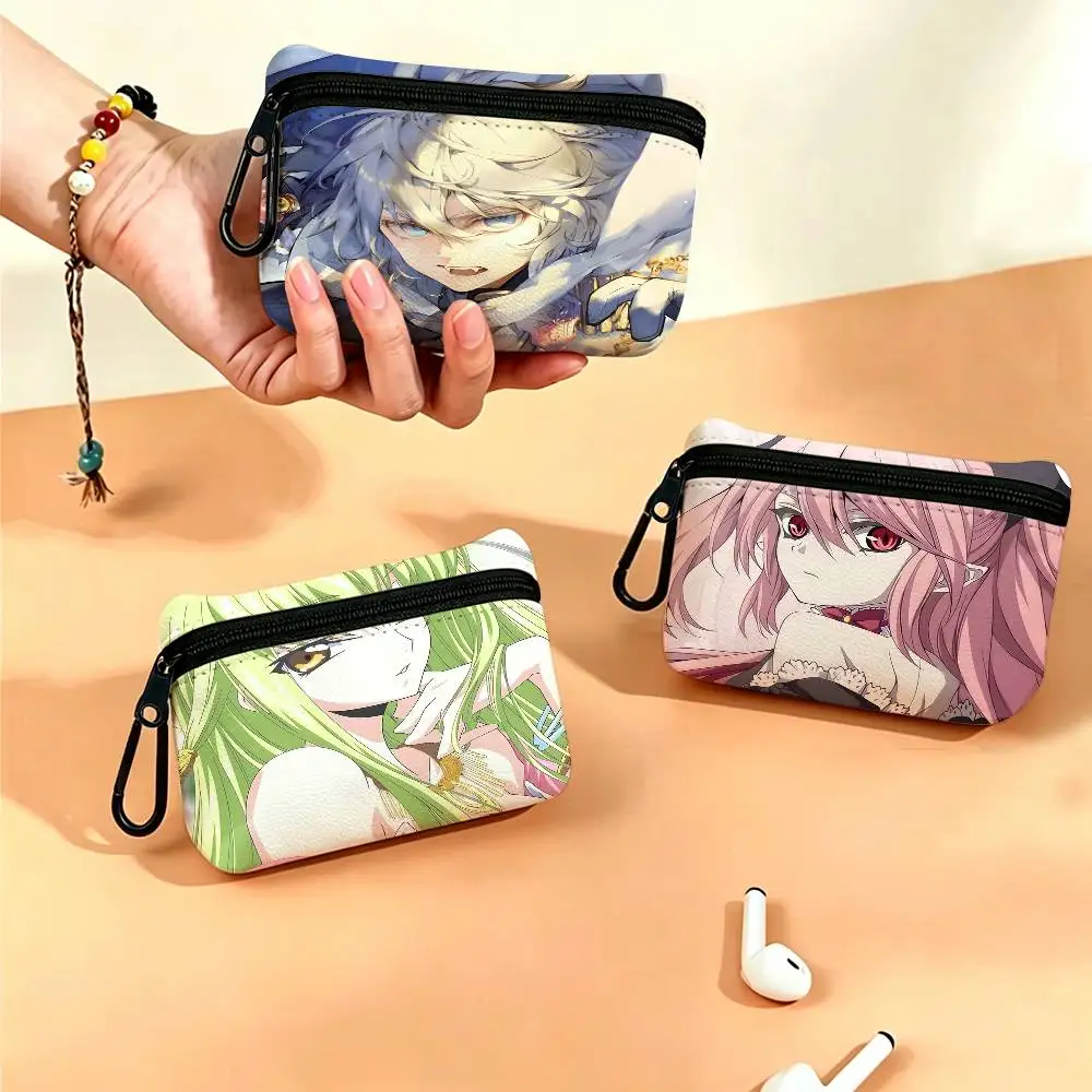 A-Anime-Seraph-Of-The-End Lightweight Oxford Fabric Coin Purse Carabiner Hook Design Mini Card Key Organizer Bag