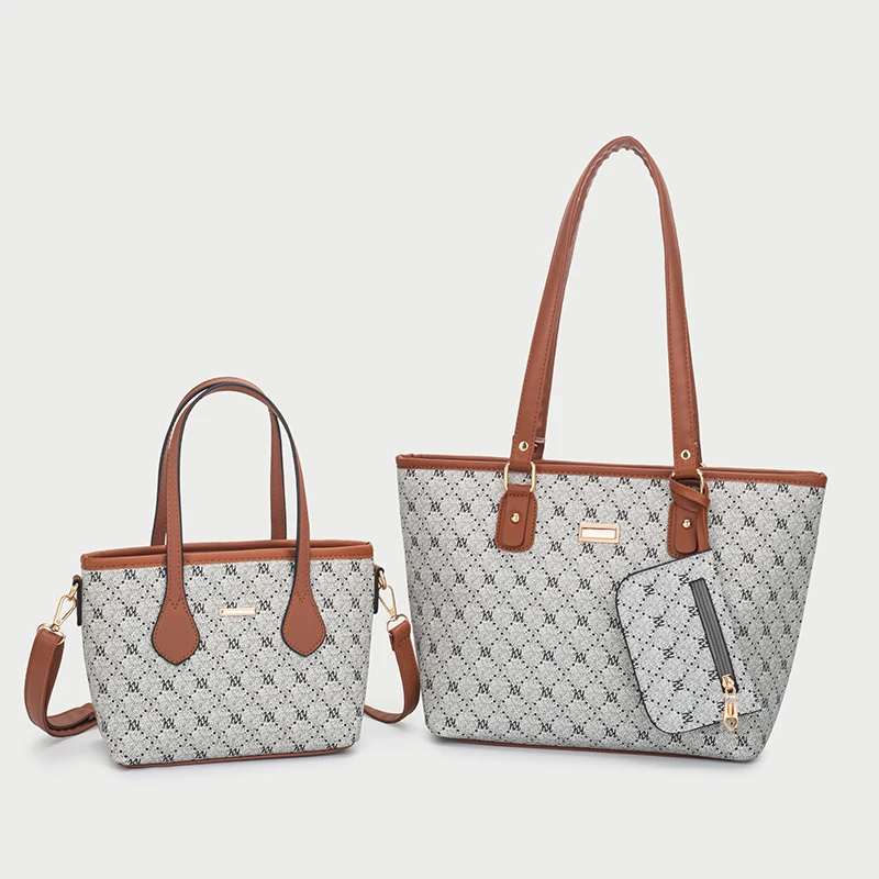 

Women's bag large-capacity tote bag old flower grid shoulder bag mother and child bag two-piece set leisure bag basket bag
