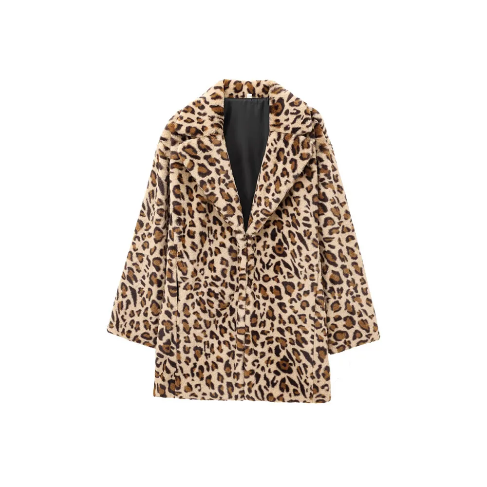 

Autumn and winter new women's clothing fashion temperament animal pattern printing artificial fur effect coat jacket