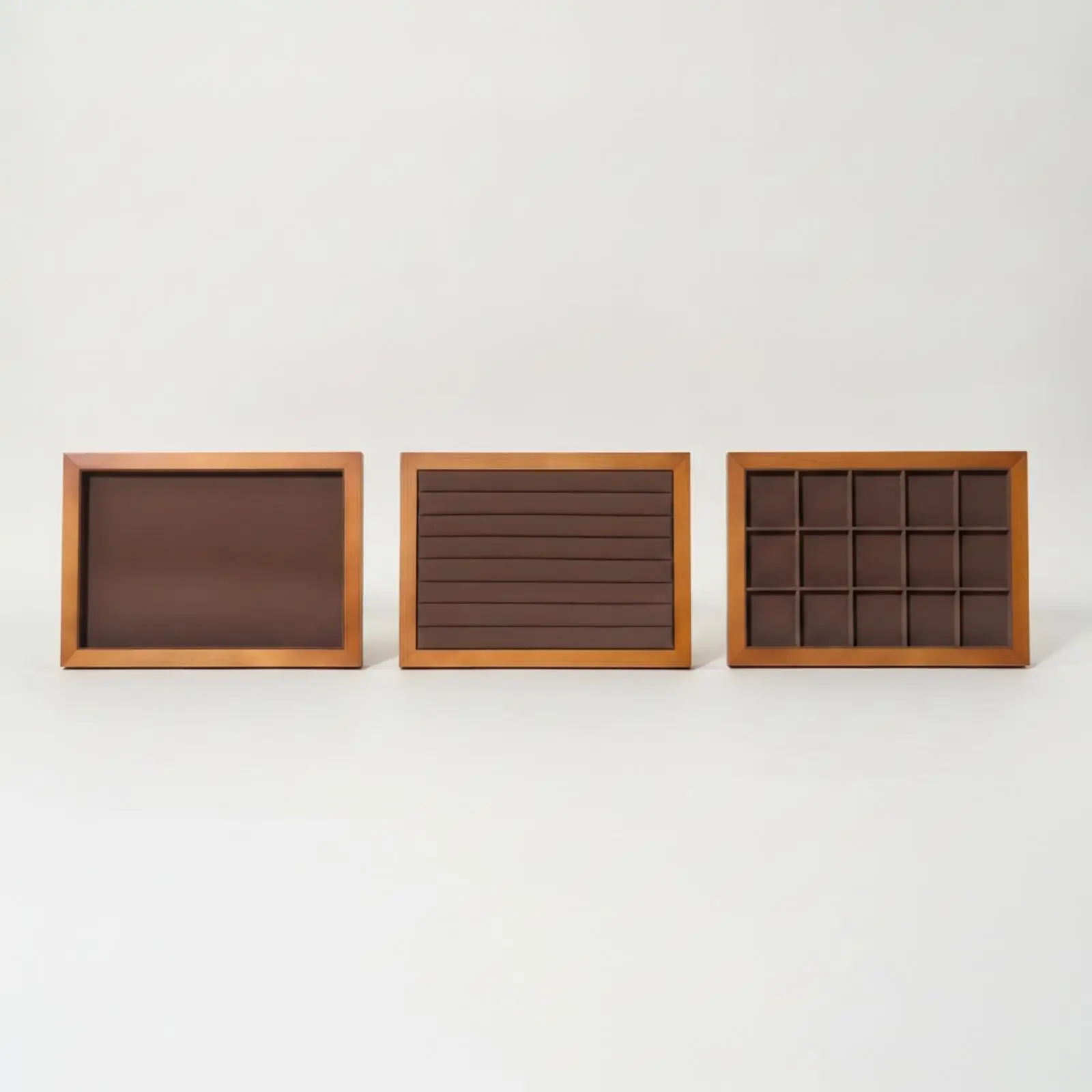 Rectangular Solid Wood Jewelry Storage Tray Chamfered Border Design for Rings Necklaces Bracelets Accessory Display Box