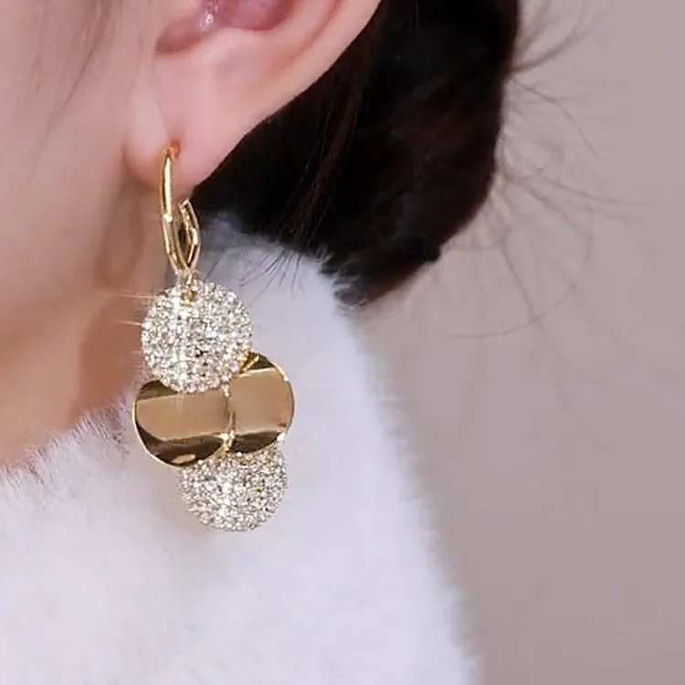 Retro  Personality Exaggeration  Fashion Elegance French style Metallic style  Versatile Starry Sky  Geometry Tassel Eardrop