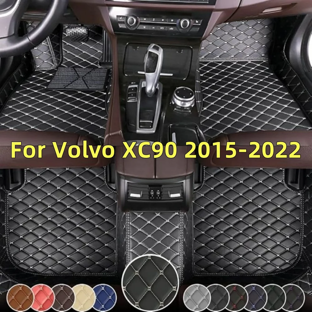 

Custom Car Floor Mats For Volvo XC90 2015-2022 Leather Full Coverage Auto Floor Mats Luxury Floor Liners Interior Accessories