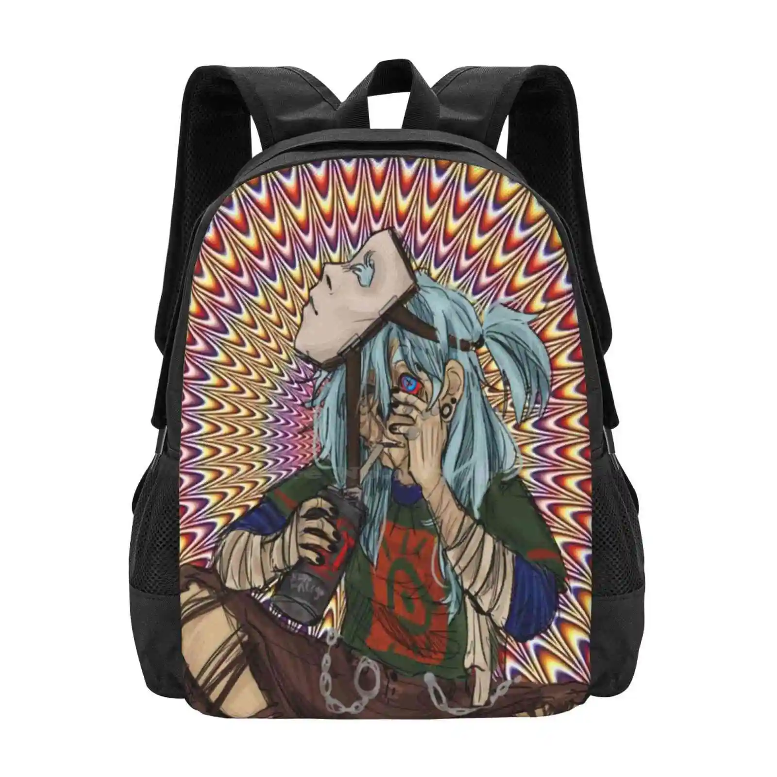 Sally Face Trippy Sal Large Capacity School Backpack Laptop Bags Sallyface Sallyfacefanart Game Indiegame Salfisher Trippy