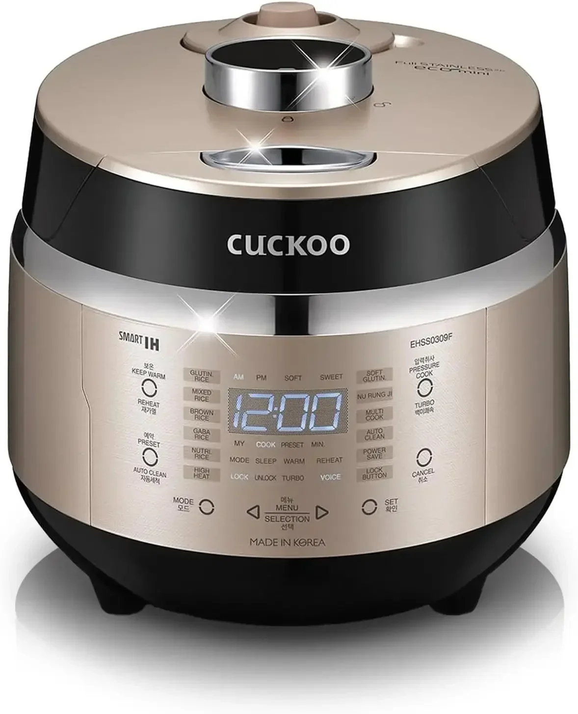 CUCKOO CRP-EHSS0309FG 3-Cup (Uncooked) / 6-Cup (Cooked) Induction Heating Pressure Rice Cooker with Nonstick Inner Pot, 16 Menu