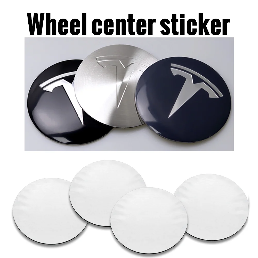 4pcs/set 56mm Tesla Car Wheel Center Hub Caps Logo Stickers Auto Decoration Accessories For Tesla Model 3 Y S X Personalized