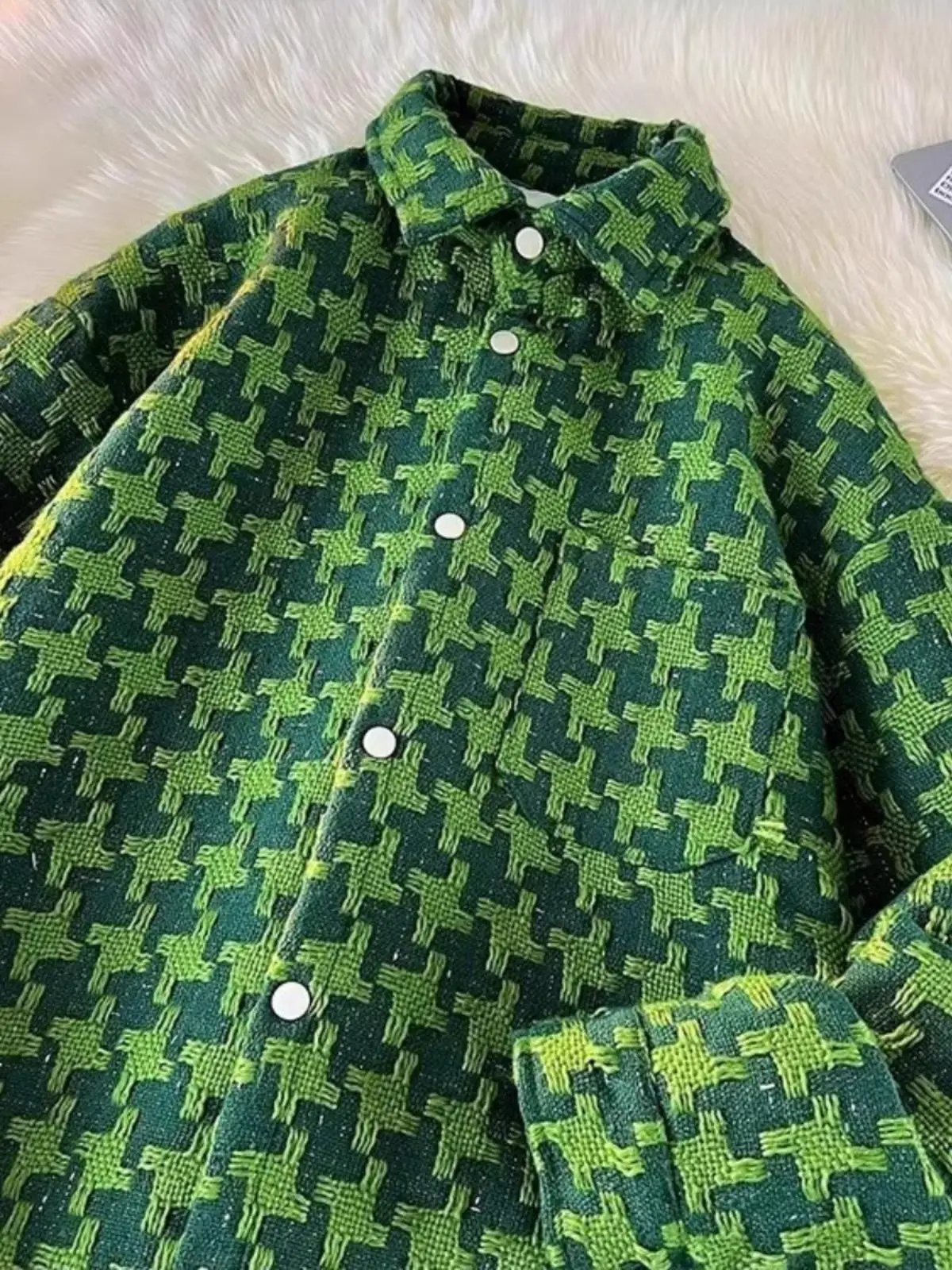 

Autumn Winter plus Size 300 Pou American Retro Plaid irt Men's New Loose Faion Slimming Top Coat Youth Trend Ice Sensa...