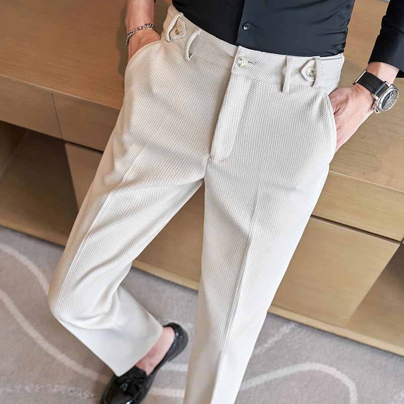 New Men Wedding Party Suit Pants 2024 Autumn and Winter Homme Business Social Prom Casual Dress Wave Streak Trouser