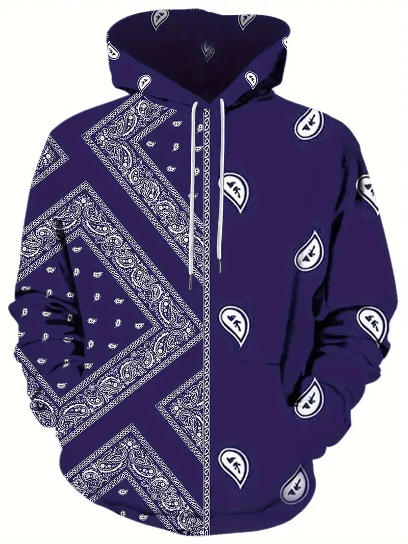 2024 Spring Autumn Men\'s New Fashion High Street Hoodie 3D Pattern Printed Pattern Sweatshirt Loose and Comfortable Long Sl