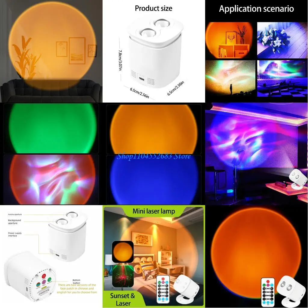 

Y6GD Portable Sunset Light Projector with Remote Control Lighting for Home Living Room Bedroom Party Light