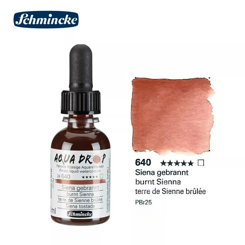 Duitsland Schmincke-AQUA DROP, vloeibare aquarelverf op pigmentbasis, 30 ml pipetfles, voor aquarelverf, stedelijke schetsen, lichtbestendig