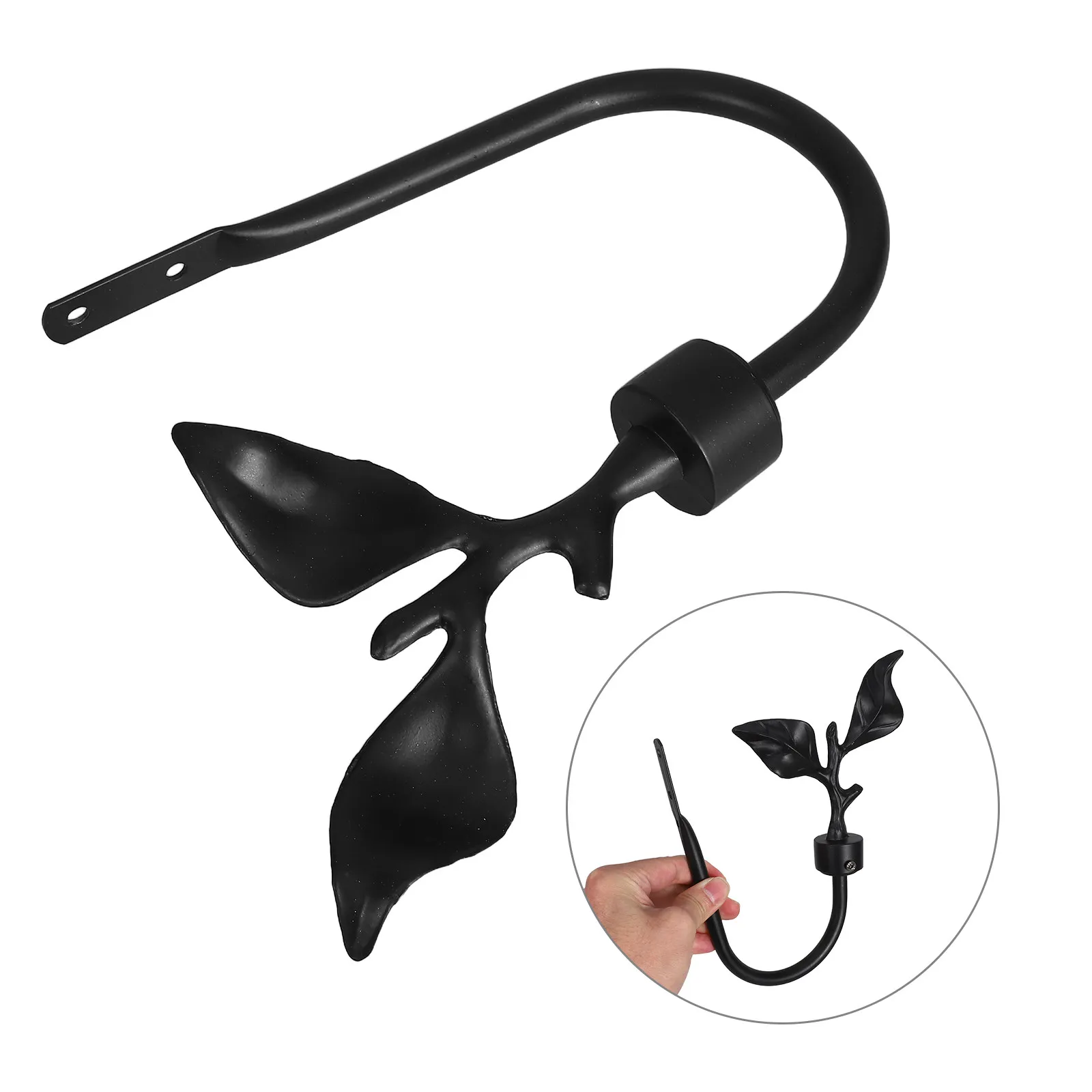 2Pcs Curtain Hooks Leaf Shaped Metal Wall Mount Curtain Holdbacks Tieback Drapery Hooks Home Window Decor Wall Hook