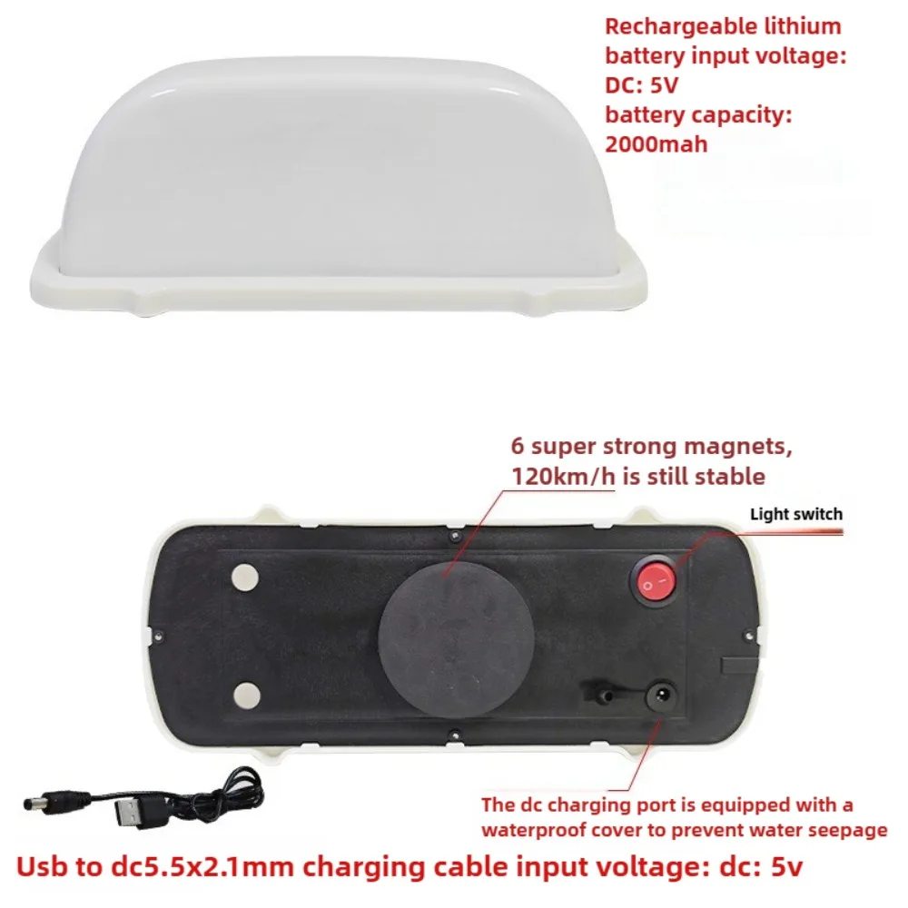 لسيارة أجرة عالمية ضوء سقف السيارة سوبر قوية قاعدة مغناطيسية مستديرة LED علامة إعلانية لملحقات تصفيف السيارة Uber Cab #3