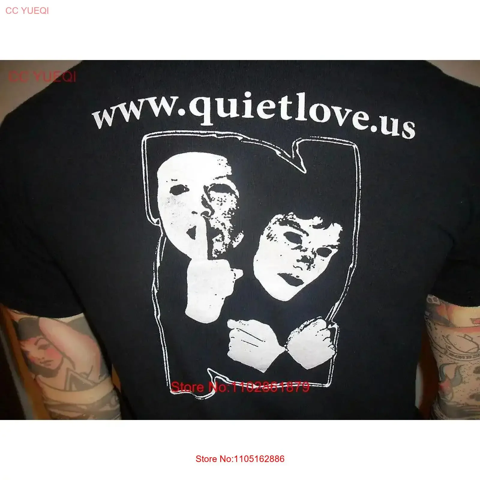 QUIET LOVE TSHIRT groupe de performance chrétienne Blacklight testimony noir moyen vintage lavé polyvalent étiré