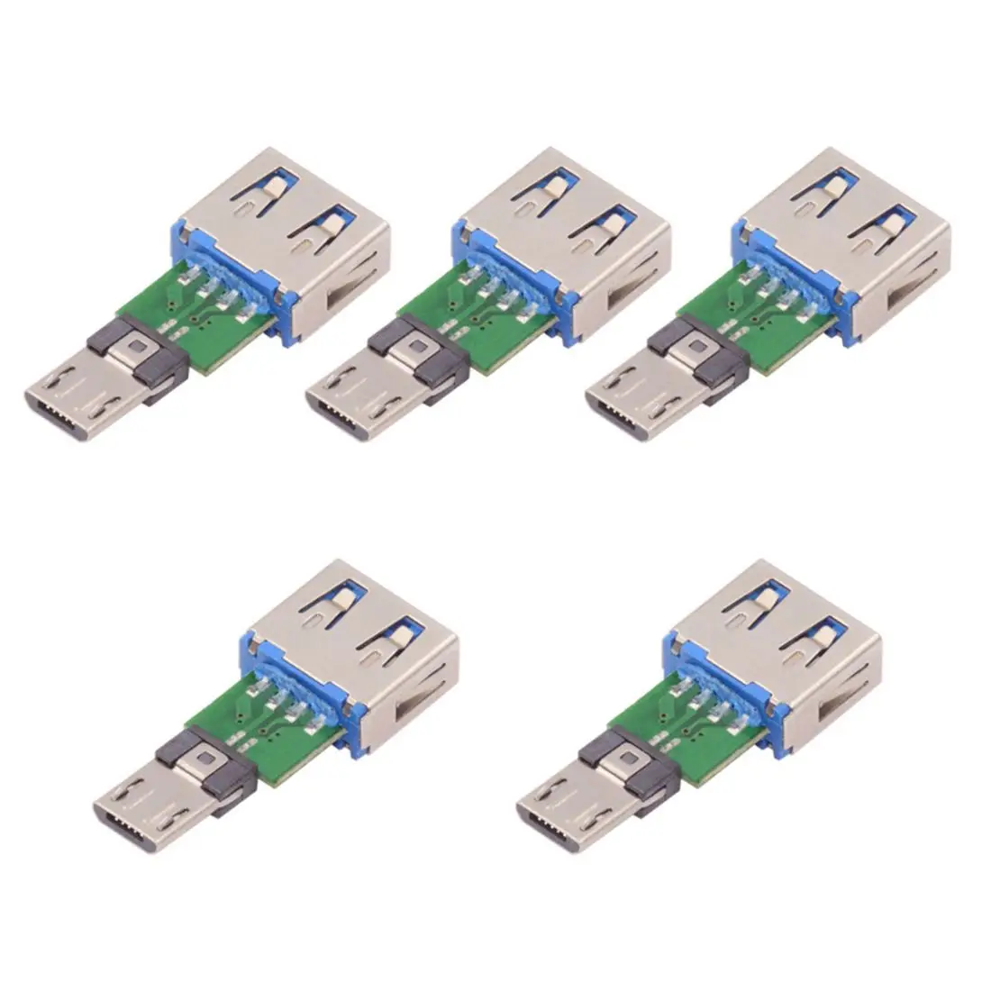 ZIHAN 5pcs/lot Micro USB 2.0 5Pin Male Connector to USB Type-C Female Power Data PCBA Adapter for Tablet Phone Laptop