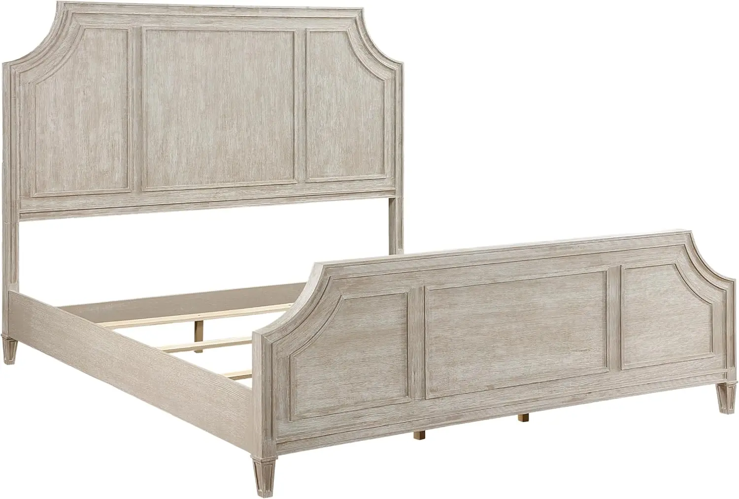 Traditional Queen Bed With Light Brown Finish, Curved Wooden Frame Design63 X 61.5 X 87 In