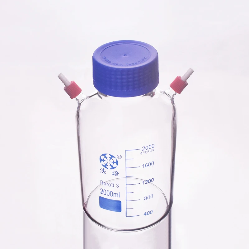 

FAPE Reagent bottle,Blue screw cover GLS80mm,Double upper detachable small nozzle GL14mm,Borosilicate glass 2000mL,Plastic Lid